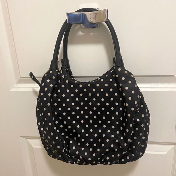 Vintage Kate Spade New York Black Polka Dot Shoulder Tote Bag Purse - Picture 3 of 9